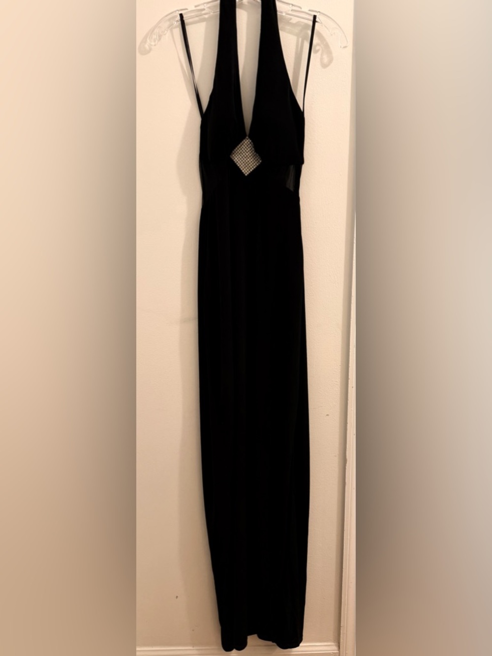 Cache Black Maxi Dress with Rhinestone Detail